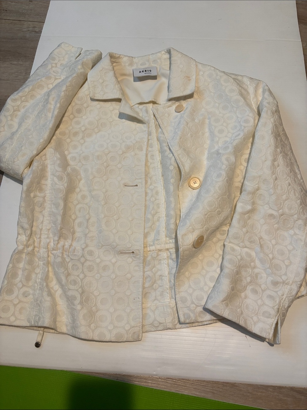 Akris Punto Ivory Circle-Jacquard Button Jacket Size 6